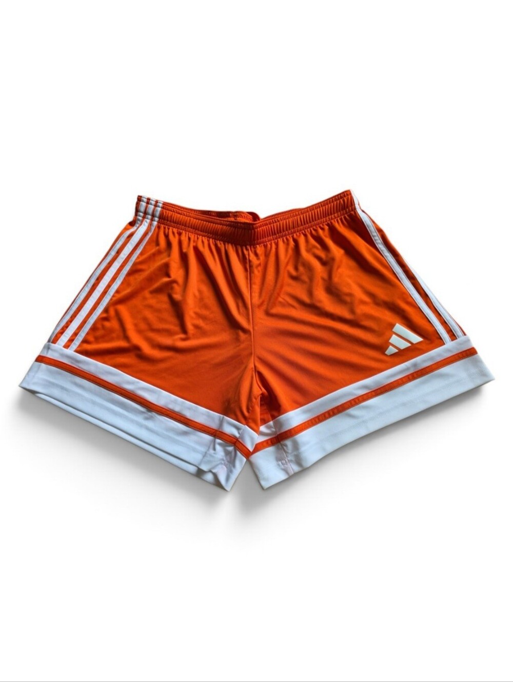 adidas Women's Bright Orange Athletic Shorts with White Accents